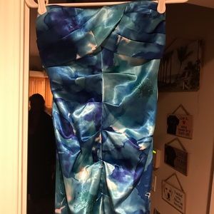 Strapless silky blue dress. Worn twice